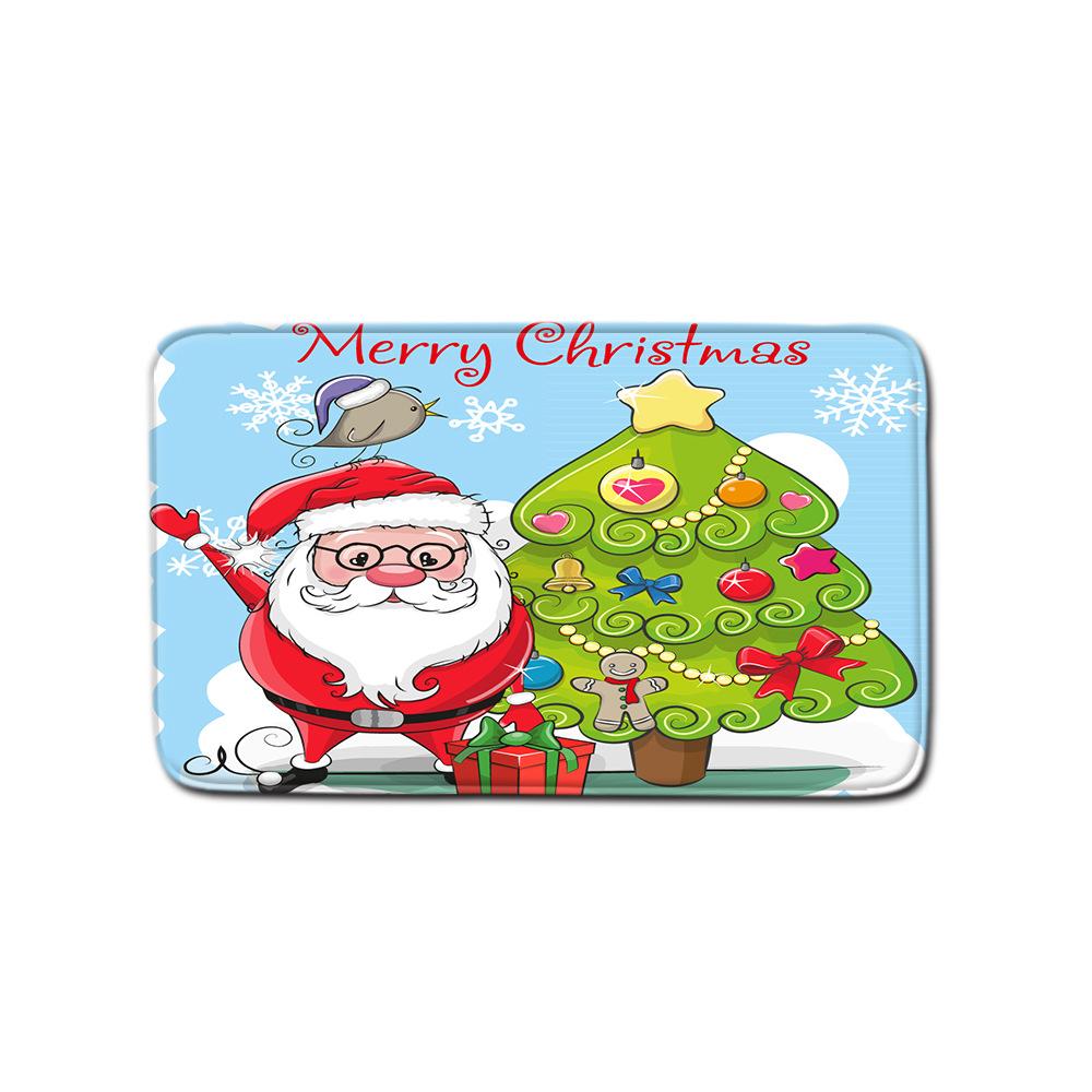 3D Digital Printing Christmas Waterproof Shower Curtain Four-Piece Bathroom Non-Slip Door Mat Bedroom Living Room Floor Mat Carpet
