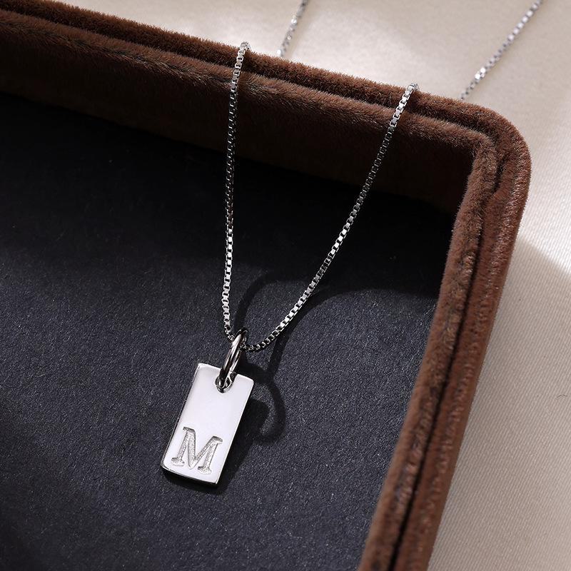Banyan Tree Sterling Silver Square Letter Pendant Necklace