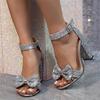 Fashion Summer Fashion Women's Shoes Thick Heel Open Toed Sandals Sexy High Heels Luxury Sequined Party Shoes Women Wedding Shoes 35-42