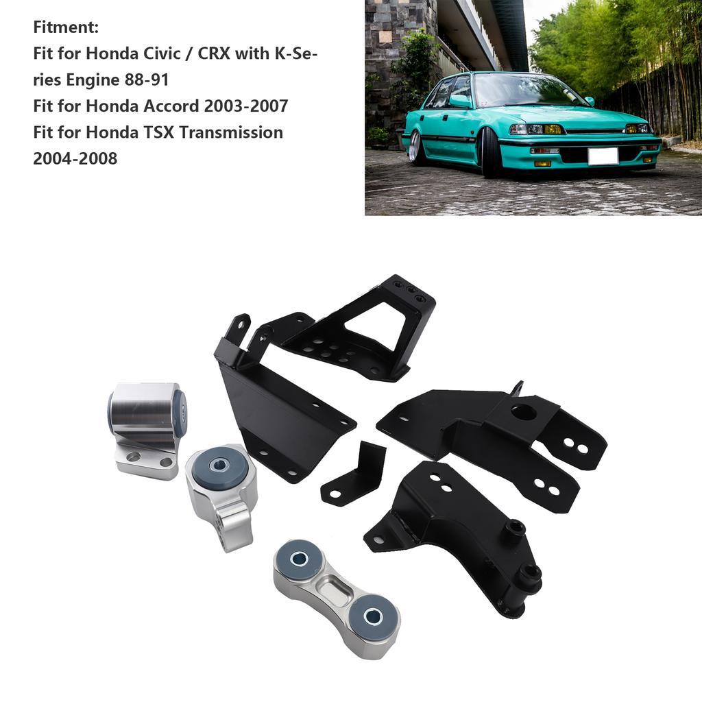 Engine Mount Bracket Support Set Fit for Honda Civic CRX with KSeries Engine Accord TSX Transmission