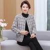 Mom's Chic Plaid Short Coat for Spring & Autumn - Fashionable Style for Middle-Aged & Elderly Women