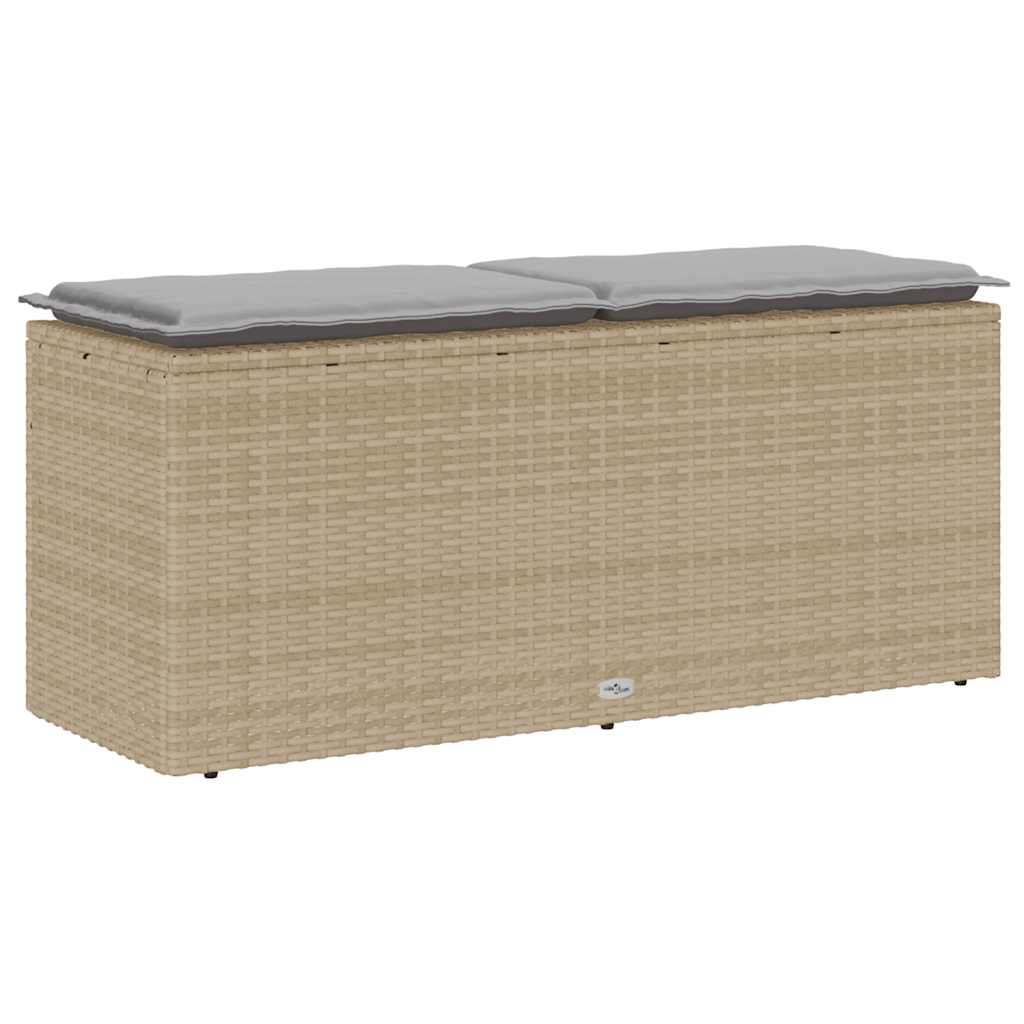 Garden Bench With Cushion Beige 110X40X44 Cm Poly Rattan