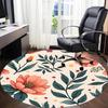 1 Stück runder Teppich mit Blumenmuster für das Büro, Indoor-Matte geeignet für Büro, unter Bürostühlen, Schlafzimmer, Wohnzimmer, Heimdekoration, Raumdeko