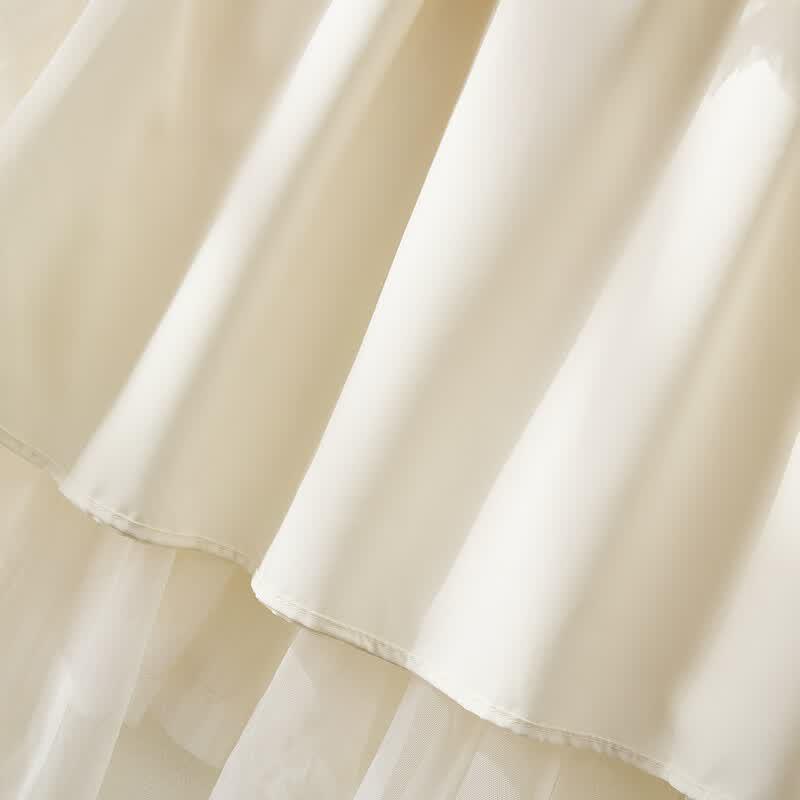 French Romantic Elastic Waist Ruffle Tiered A-Line Midi Skirt