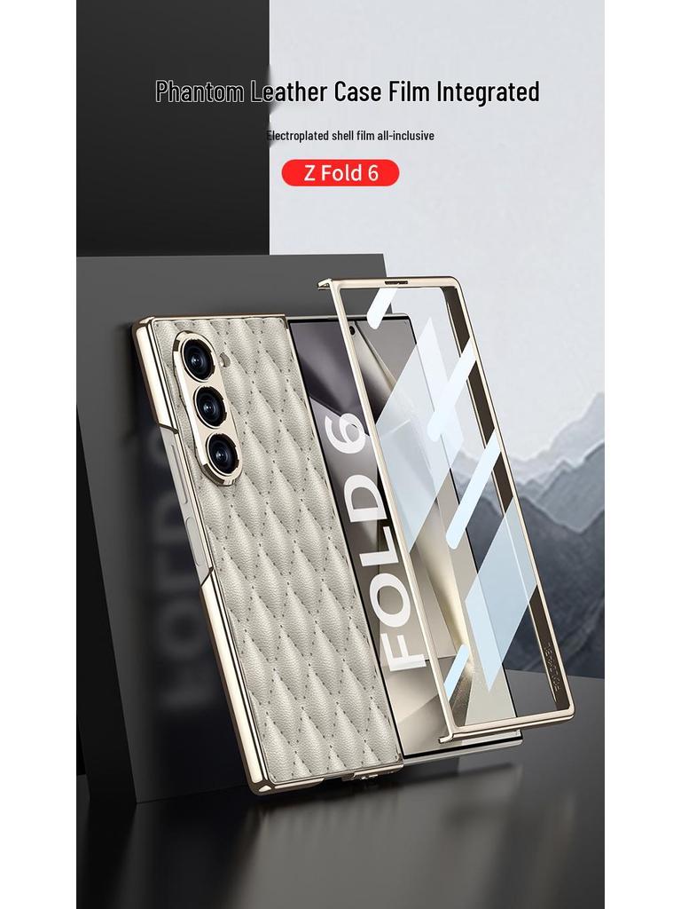 Samsung Z Fold 6 Case - Diamond Lattice, Electroplated Leather, Fragrance-Inspired Design