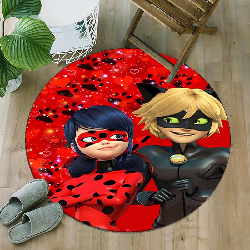 1pc Ladybug (2) Print Round Carpet Chair Round Carpet Suitable for Bedroom Living Room Home Decorative Carpet