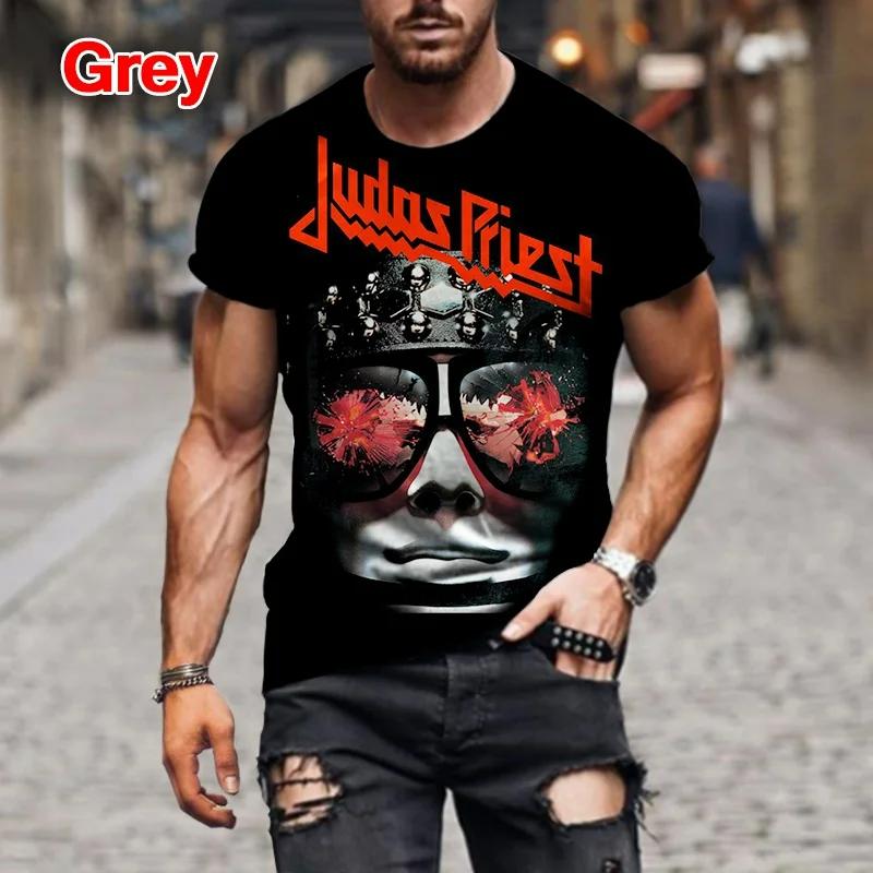 

New Rock Judas Priest Band 3D Printed t shirts Men Women Hip Hop Short Sleeve T-shirt Tops Fashion Oversized Street Man Clothing M