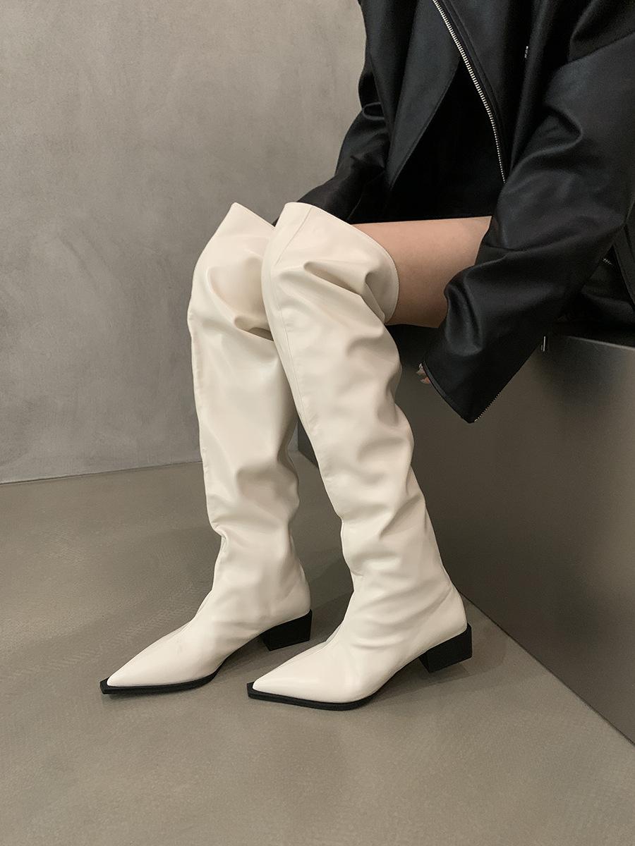 

Autumn and winter women s temperament versatile retro cigarette boots sexy college simple thick heel pointed casual low heel boots 39