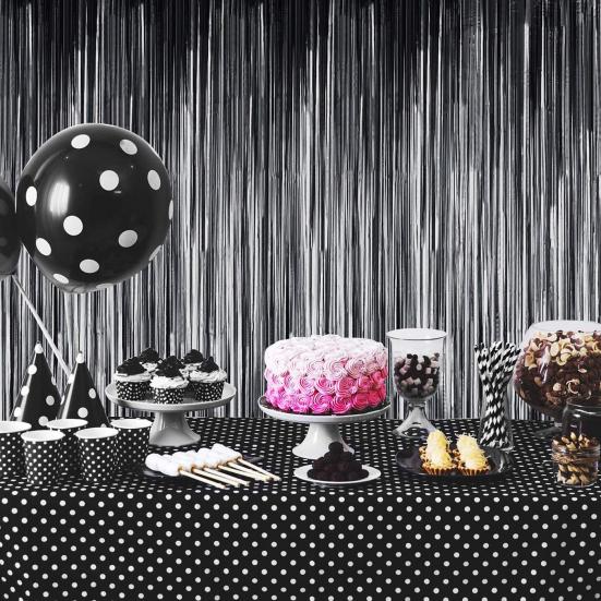 Party Rain Tinsel Shiny Solid Color Photo Backdrops Reflective Reusable Decorate Parties Self-adhesive Space-saving Black Rain Curtain Wedding