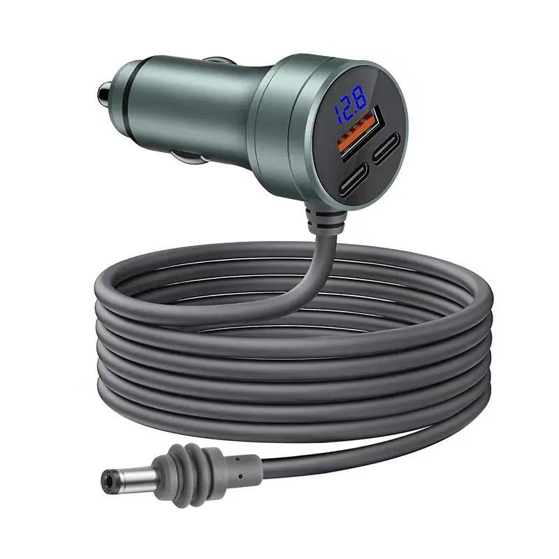 Three-Port Mini DC to Cigarette Lighter Car Charger with 5521 Extension Cord