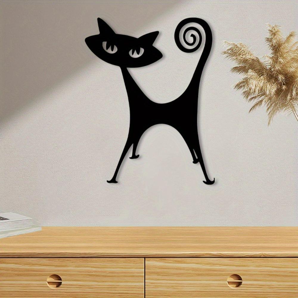 1pc Atomic Cat Metal Wall Art Mural Statue for Living Room Halloween Gift Cat Lovers Powder Coated