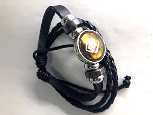 TiproPechka Genshin Impact Eye of God Rock Bracelet, Braided Elemental Magical Organ Bracelet with Seven Heavenly Gods Statues, Cosplay Accessory