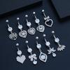 Heart Bow Pendant Belly Button Ring For Women Girls Body Piercing Stainless Steel Navel Ring Beach Jewelry
