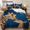 Starry Sky Giraffe Pattern Bedding Quilt Set Quilt Cover Pillowcase Home Decoration Birthday Gift (1 * Duvet Cover + 2 * Pillowcase, Without Core)