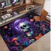 Totenkopf Gothic Thema Weicher Kristall-Samt Teppich Benutzerdefinierter Name & Text Druck Rutschfester Boden Teppich für Schlafzimmer Wohnzimmer