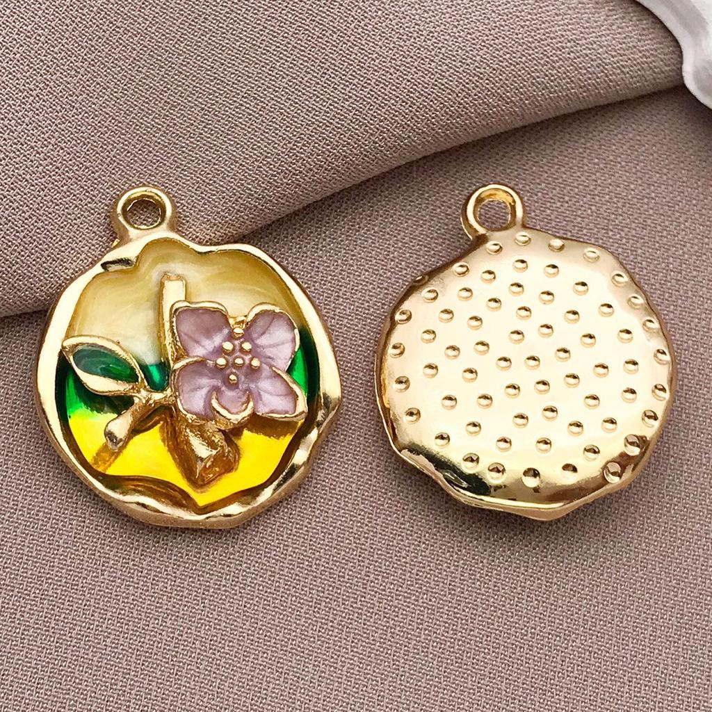 French Retro Luxury Enamel Earrings & Necklace Set: Monet's Garden Oil Painting Flower Design