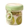 Tragbares Overnight Oats Glas mit integriertem Löffel & Deckel, Auslaufsichere Kunststoff-Frühstückstasse für Salat, Joghurt, Obst, BPA-freier transparenter Behälter
