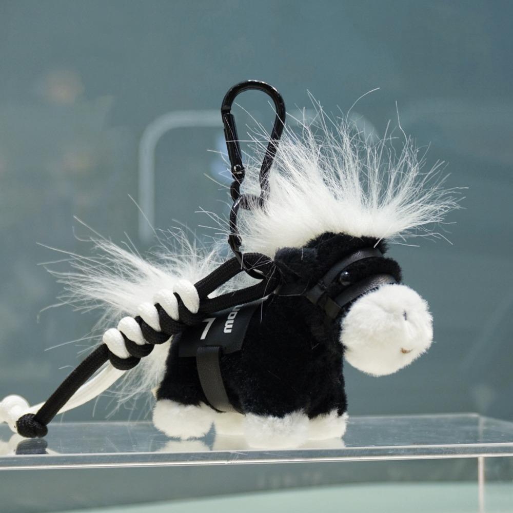 

Creative Plush Horse Keychain Fluffy Plush Horse Doll Pendant Stuffed Animal Keyring Festive Decor чёрный