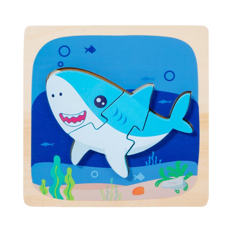 Children's Wooden 3D Animal Puzzle Board for Early Education