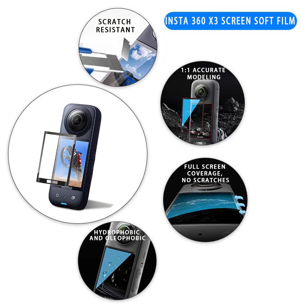 Für Insta 360 X3 Objektivschutzfolie Set, Kratzfeste Objektivschützer Dual-Objektiv 360 Mod für Insta360 X3 Zubehör