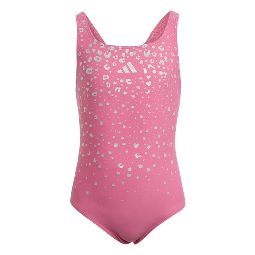 adidas Girls Glam Leopard Print One Piece Swimsuit