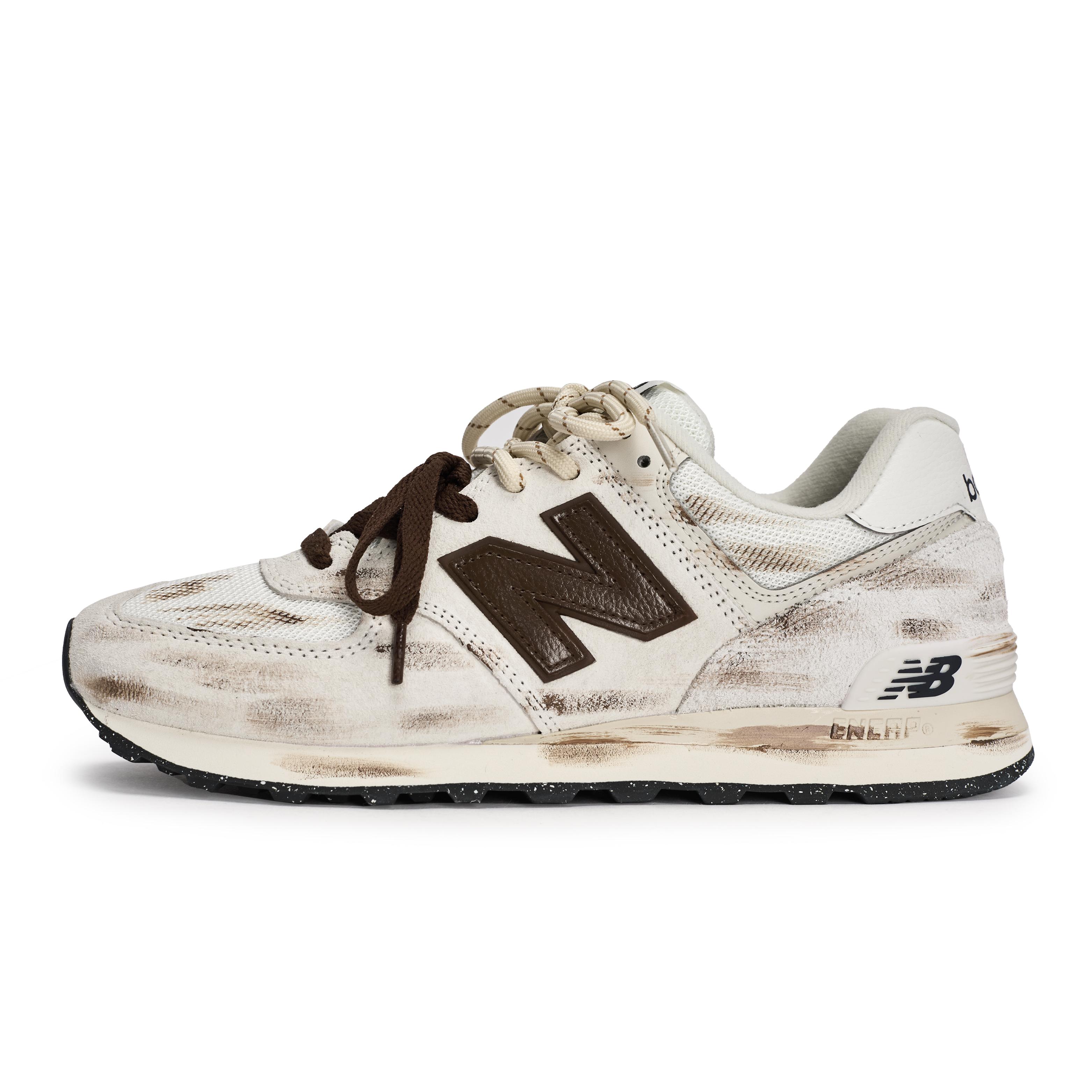 

New Balance NB 574 Low top Running Shoes Unisex Gray White Brown U574LS2(Team80-) D-Width 45
