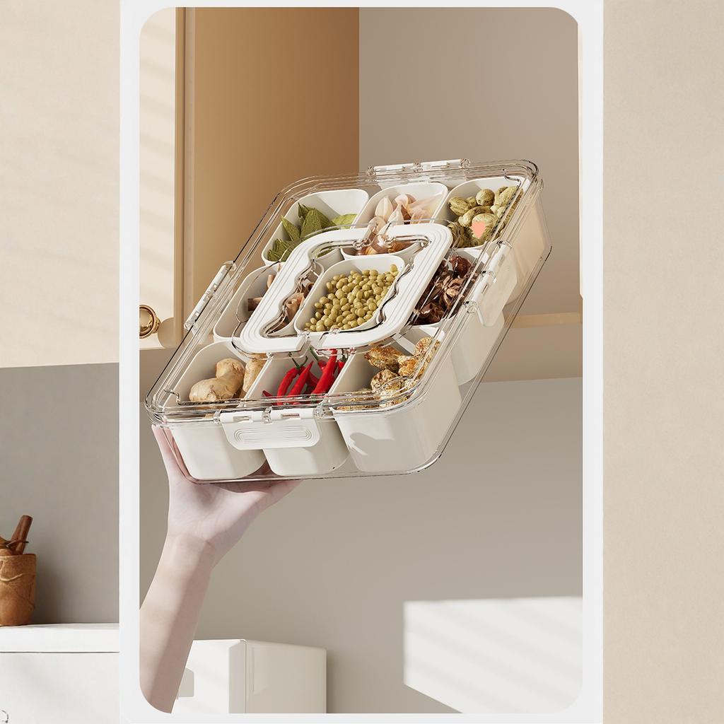 Storage Box with Lid Kitchen Herb Dry Condiment Chili Container