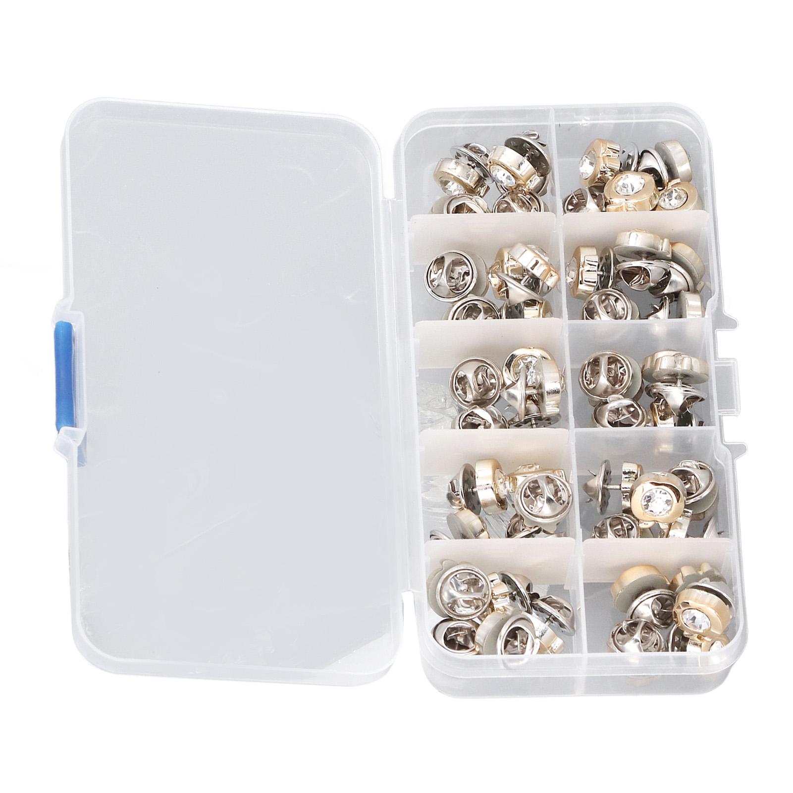 

150 шт. значков-пуговиц, не подверженных коррозии, съемных брошей-булавок с коробкой для хранения для DIY