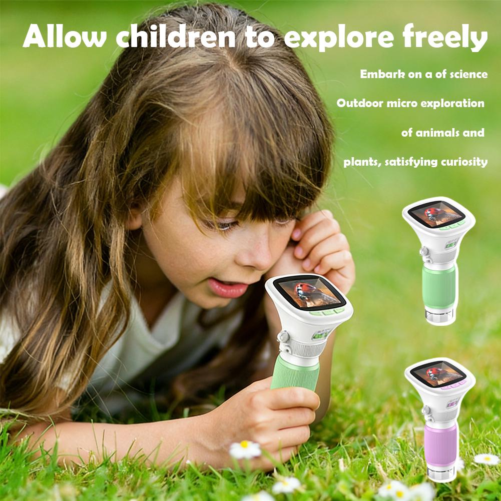 Children's Handheld Microscope With Rotating Focus 2 Inch Screen 1000x Zoom Mini Handheld Microscope Camera For Outdoor Science