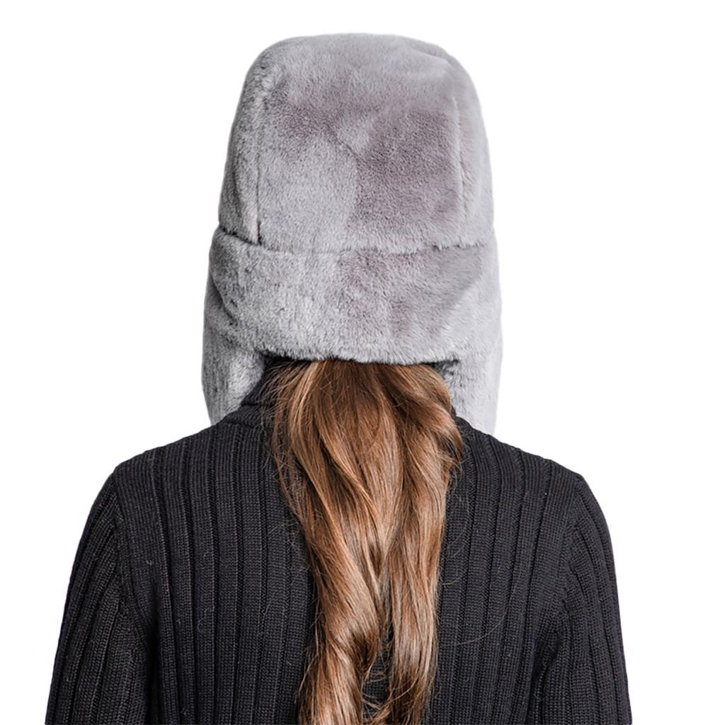 Chapeau d'hiver en peluche pour femme, faux chapeau épais, protège-oreilles, chapeau chaud en peluche