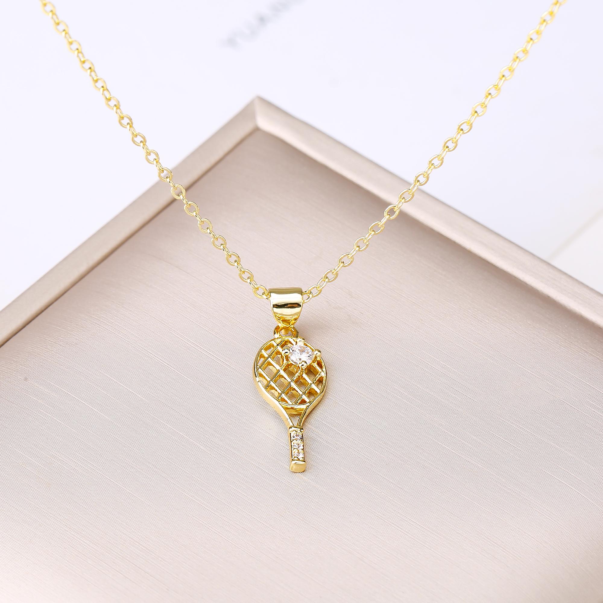 

Fashion Baseball Tennis Racket Boxing Gloves Zircon Pendant Necklace for Men Women Sports Party Zircon Birthday Gift