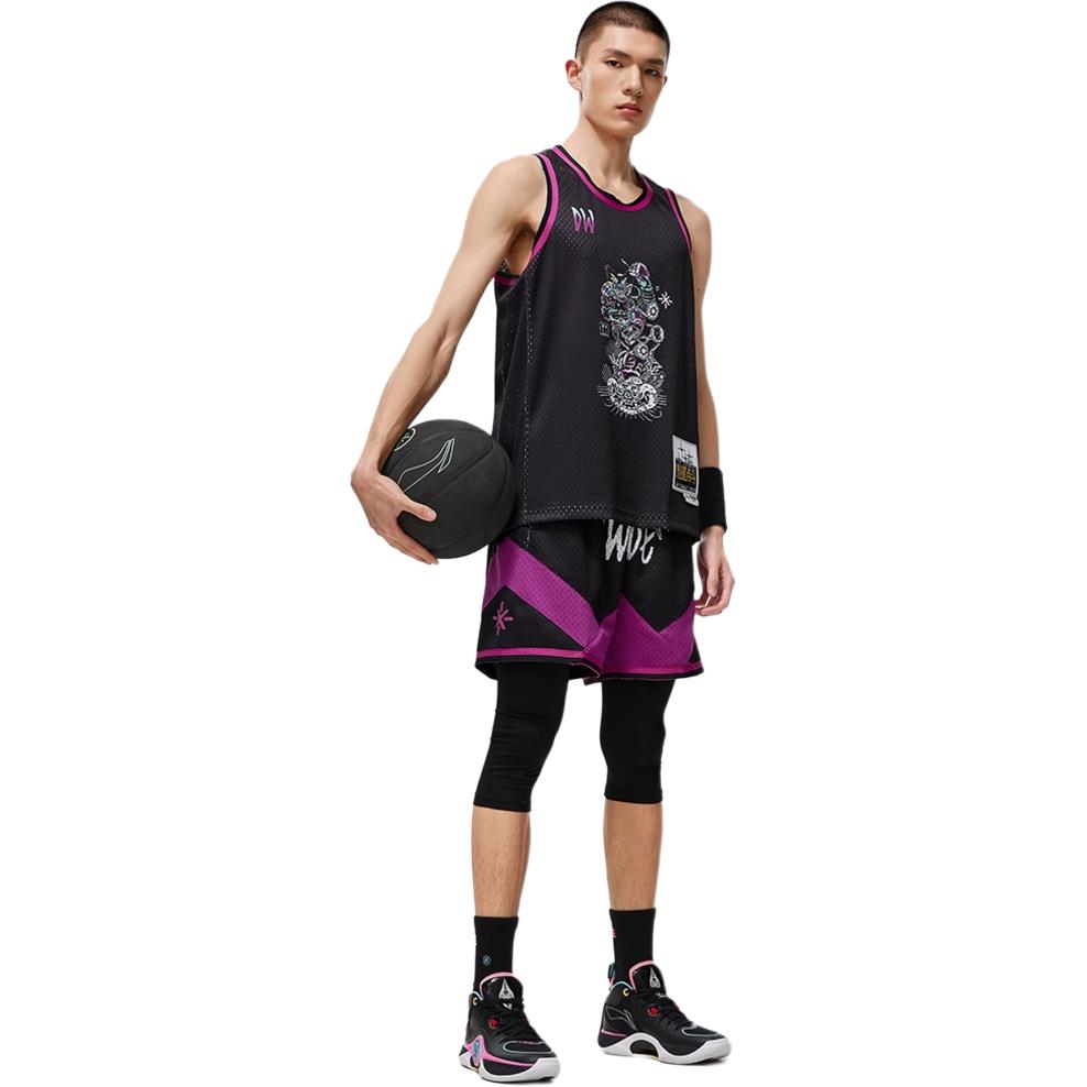 Li Ning Wade Kuixing Dandou Series Printed Round Neck Sleeveless Basketball Jersey Unisex Jersey Black AAYT785-1