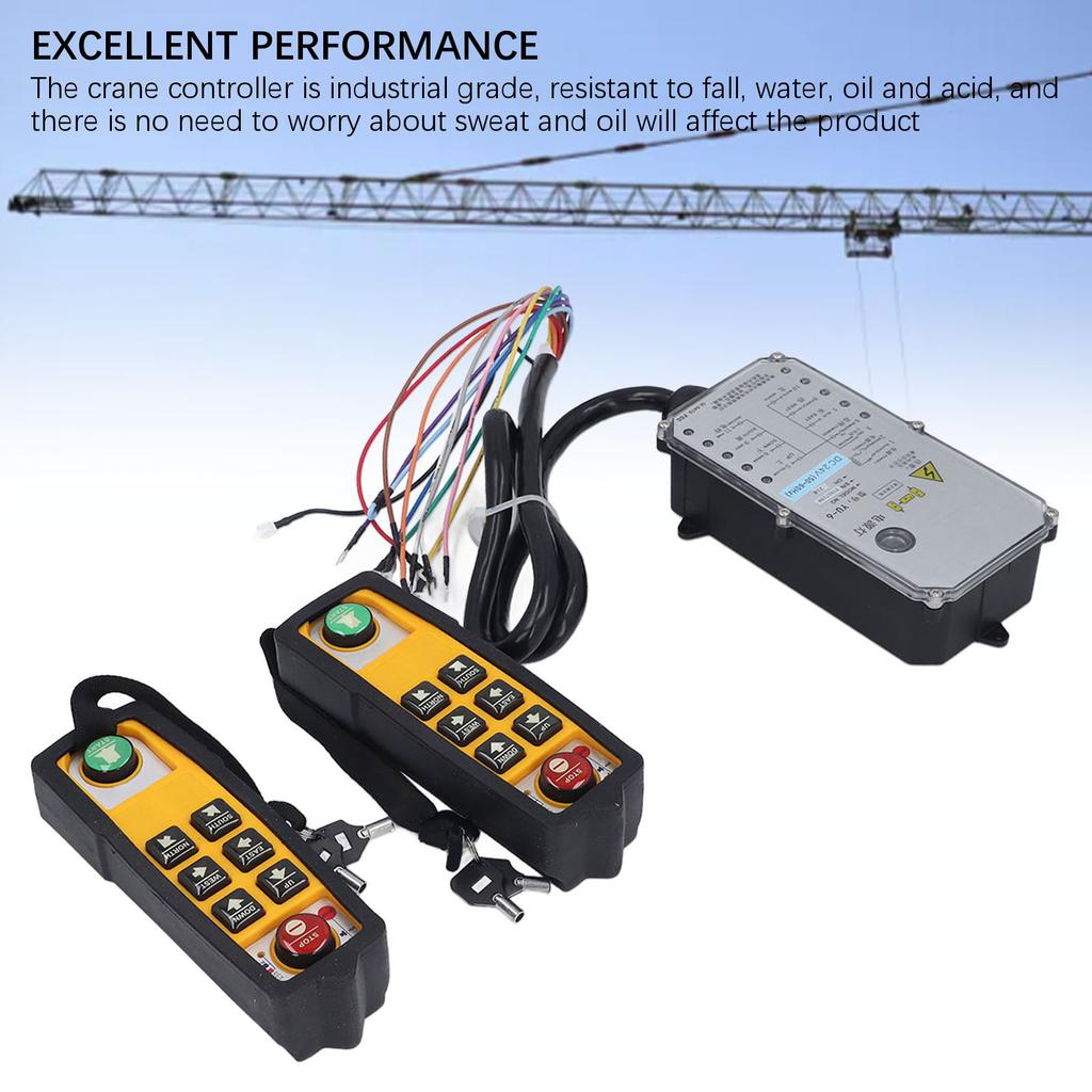 Industrial Wireless Crane Remote Control Kit DC24V Electric Lift Hoist Transmitter Receiver with Lock 2 Handle YU 6