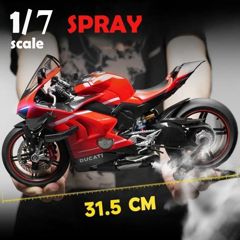 Diecast Spray 1/7 Ducati Superleggera V4 Super Motorcycle Model Collection Miniature Voiture Ornament Boyfriend Gift Toy Vehicle