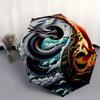 Yin Yang Dragon Phoenix Circular Art PrintUmbrella, Portable 3-Fold Compact Umbrella for Men & Women Gift