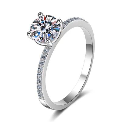 S925 Silver Ring Sterling Silver S925 Moissanite D Color Moissanite One Carat Pt950 High-end