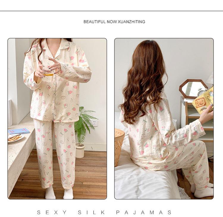 Pijamale de bumbac pentru fete - Cardigan dulce de primăvară/toamnă și pantaloni cu mânecă lungă, purtabile în exterior