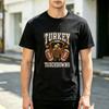 Retro Turkey And Touchdowns Print T Shirt Soft Cotton Short Sleeve Top For Unisex Unisex Football Fan Everyday Game Day Daily Wear