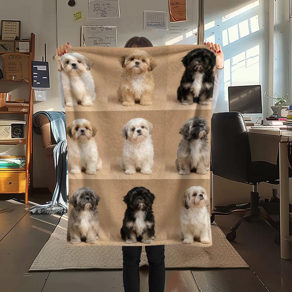 Cute puppy and kitten ID photoPrint Flannel Blanket,High quality Comfortable for All Seasons,Home Decor,Warmth and Comfort,Perfect for Christmas Gifts