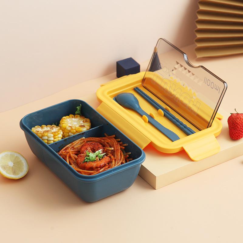 Microwavable Japanese-Style Wheat Straw Lunch Box Set with Compartments for Students and Office Workers