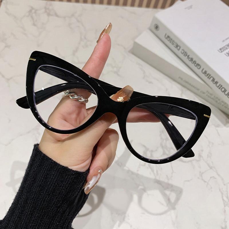 Neutral Fashion New Style Anti-Blue Light Reading Glasses Women's Cat-Eye Oversized Frame High-Definition Hyperopia Glasses +4.0