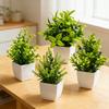 4 Stück Mini künstliche grüne Topfpflanzen, kleine Fake-Pflanzen mit Topf für Zuhause, Büro, Indoor, Tisch, Regal, Bauernhaus, Badezimmer Dekoration