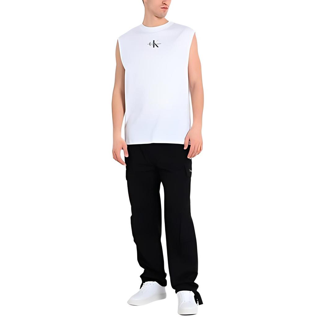 Calvin Klein Letter Pattern Printed Fitted Sleeveless Tank Top Men Tops White J30J325211-YAF