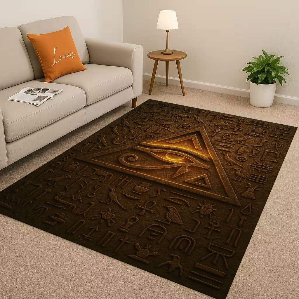 Retro Ancient Egypt Pictographic Eye of Horus Living Room Non-Slip Area Rug Carpet for Bedroom Sofa ,Easy Clean Home Doormat