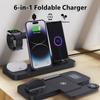6 In 1 Folding Wireless Charger Station Fast Charging Dock for iPhone Samsung Huawei Phone Watch Earbuds Stand