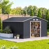 Capanno da Giardino, 12,4 m², 340 x 386 x 200 cm, 2 Porte Scorrevoli, Grigio Scuro