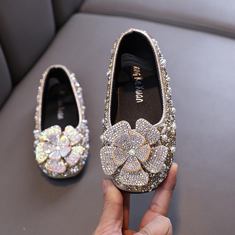 Autumn new style ladylike baby girl children's princess rhinestone single shoes leather shoes dance performance shoes