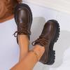 Fashion Retro Chunky Platform Oxford Shoes for Women British College Style Thick Sole PU Leather Dress Shoes Woman Spring Autumn Loafers