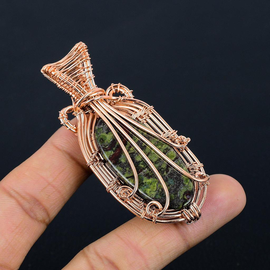 Dragon Blood Jasper 999 Copper Wire Wrapped Pendant, Handmade Gemstone Pendant Jewelry, Gifts For Wife Brand New Pendant