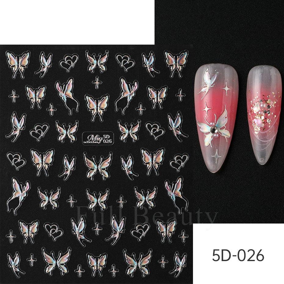 Nail Art Stickers Spring Fairy Spirit Aurora Shell Light Butterfly Star Micro-carving Adhesive Nail Stickers
